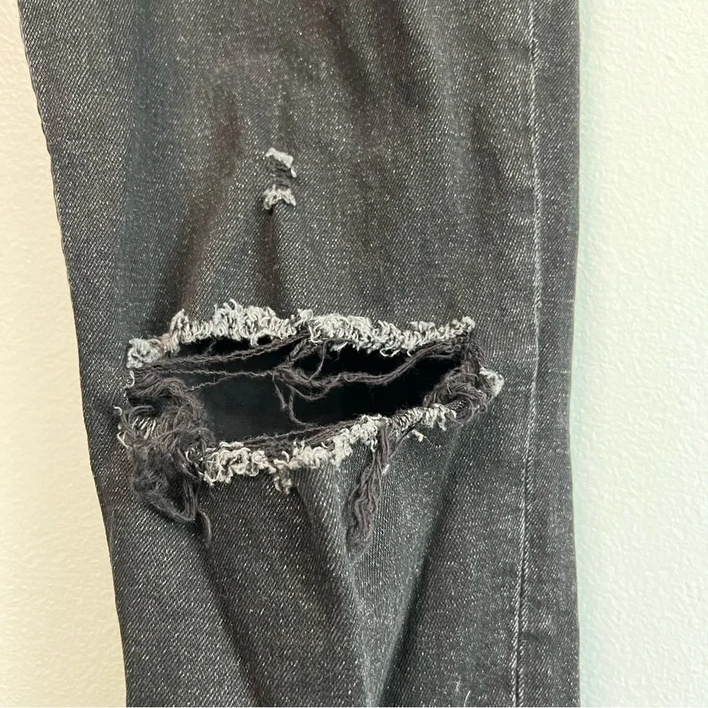 AF Women's The Mom High Rise Skinny Distressed Ankle Jeans Sz 27 Black Mom Jean